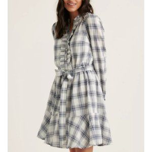 Lucky Brand Poet Ruffle Flounce Plaid Shirt Dress